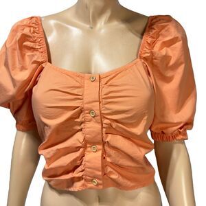 The Shirt by Rochelle Behrens The Editor Shirt Puff Sleeves Size XS Peach